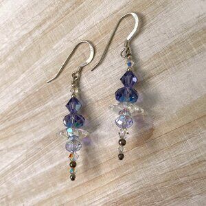 ⚜️Swarovski Aurora Borealis Crystal Handcrafted Earrings Soft Lavender